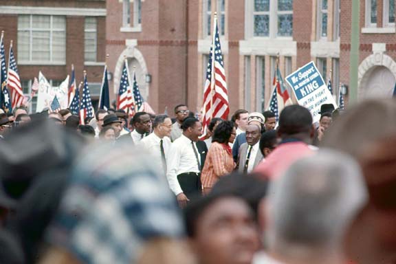 marchers with flags